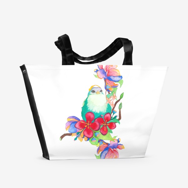 Пляжная сумка &laquo;Птица в цветах&raquo;