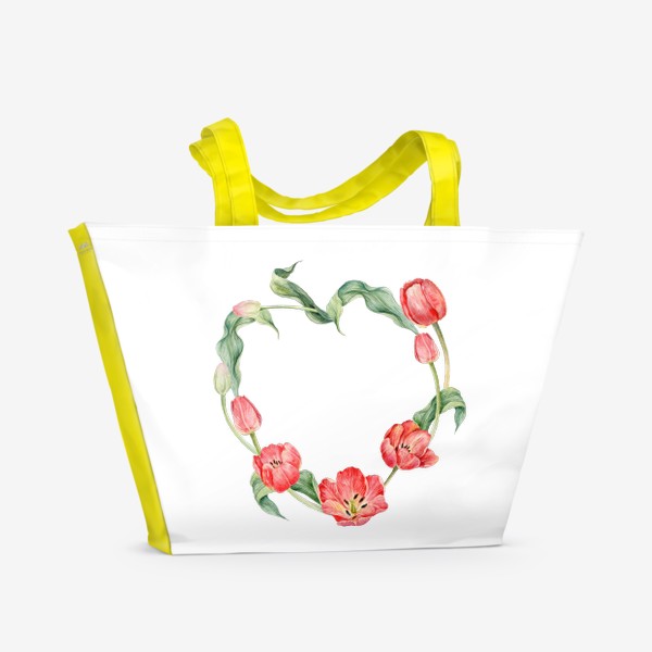 Пляжная сумка «Сердце из тюльпанов»