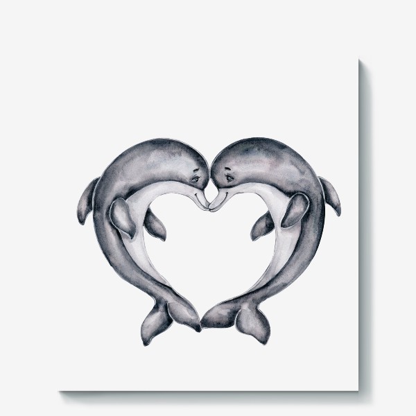 Холст «Влюбленные дельфинчики. 14 февраля»
