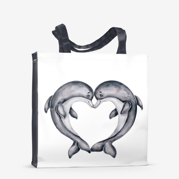 Сумка-шоппер «Влюбленные дельфинчики. 14 февраля»
