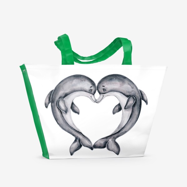 Пляжная сумка «Влюбленные дельфинчики. 14 февраля»
