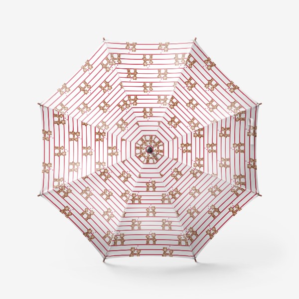 Зонт «Полосатый паттерн с влюбленным мишками»