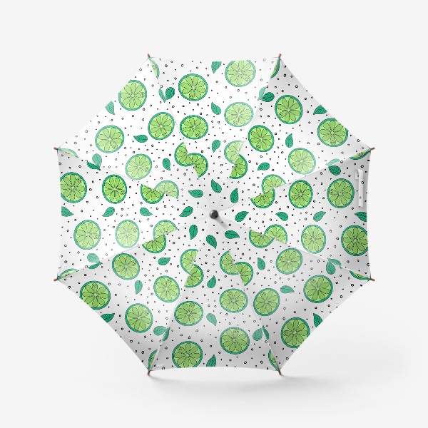 Зонт «Милый узор с мятой и лаймом в дудл стиле»