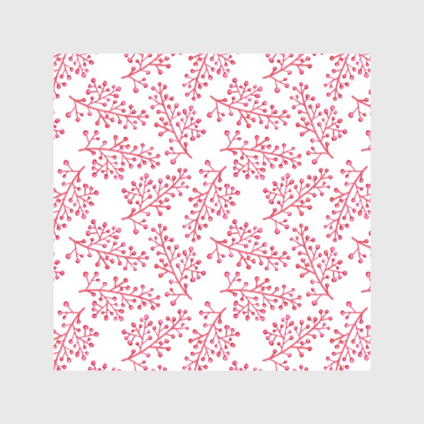 Шторы «Паттерн розовые пушистые веточки на белом фоне»