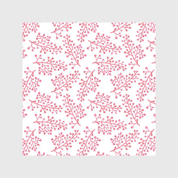 Скатерть «Паттерн розовые пушистые веточки на белом фоне»