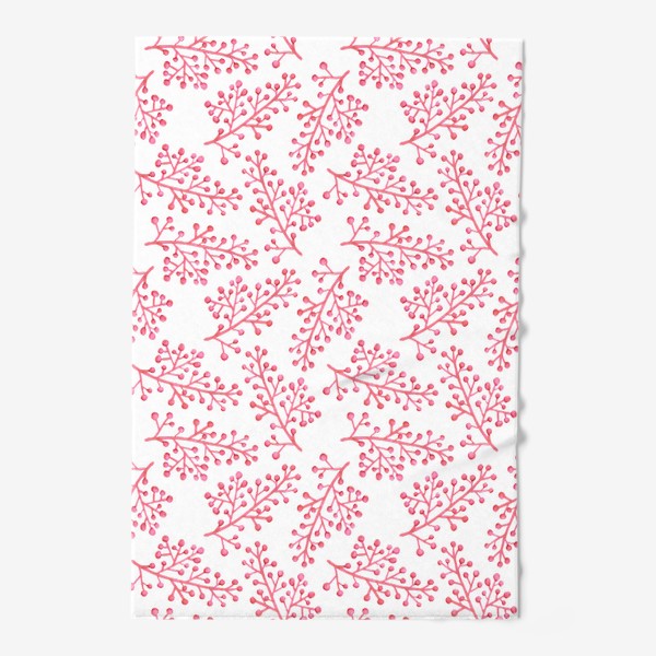 Полотенце «Паттерн розовые пушистые веточки на белом фоне»