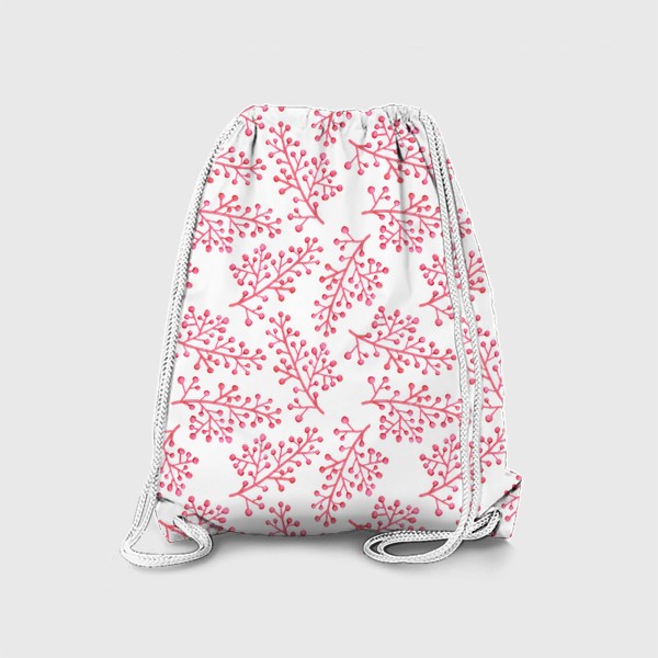 Рюкзак «Паттерн розовые пушистые веточки на белом фоне»