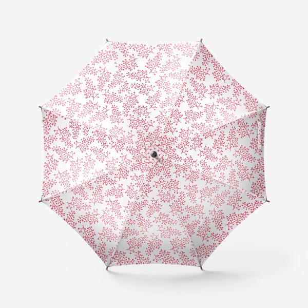 Зонт «Паттерн розовые пушистые веточки на белом фоне»