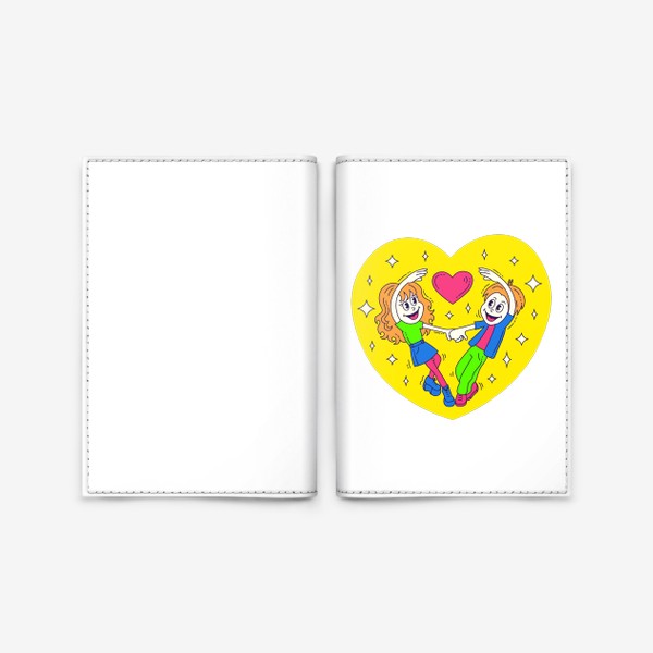 Обложка для паспорта «Мальчик и девочка любовь в стиле ретро»