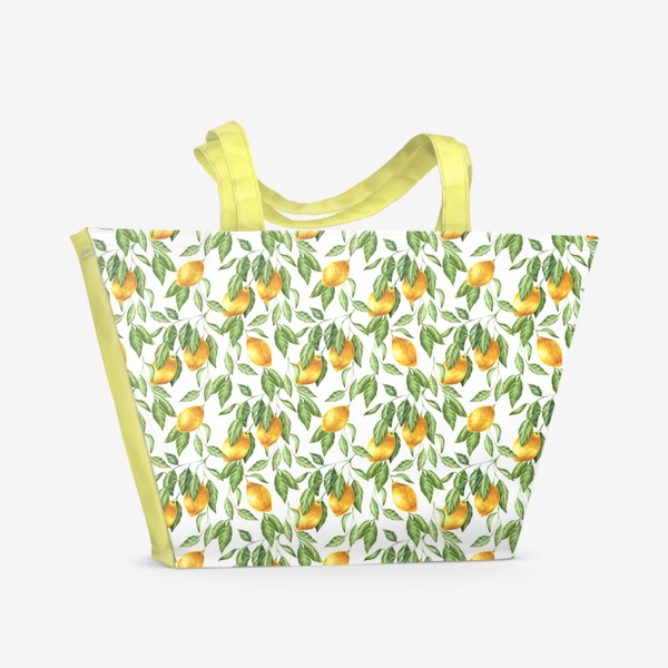 Пляжная сумка «Лимоны на ветках - паттерн»