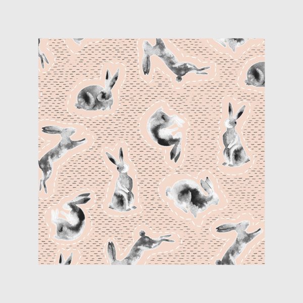 Скатерть «акварельные кролики на розовом»