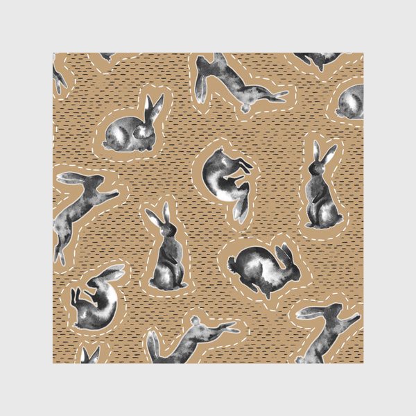 Скатерть «акварельные кролики на коричневом»