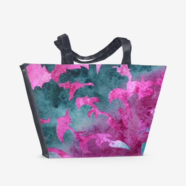 Пляжная сумка «Бордово изумрудный растительный орнамент»