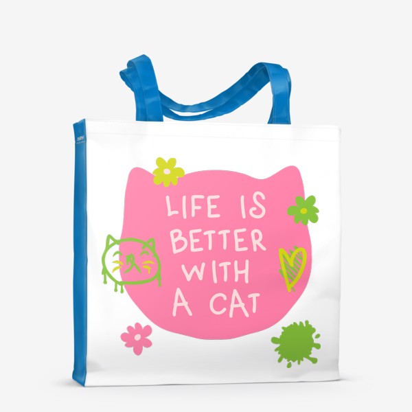 Сумка-шоппер «Жизнь лучше с котиком.»
