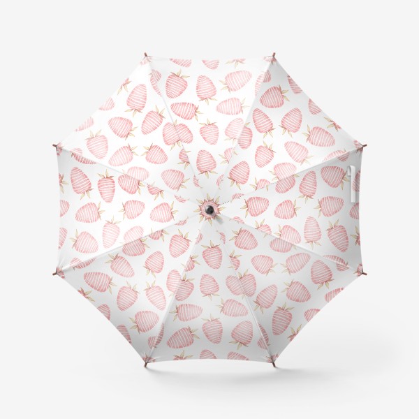 Зонт «Акварельный нарисованный вручную бесшовный фон, иллюстрации розовой клубники в шоколаде, день Валентина, влюбленных»