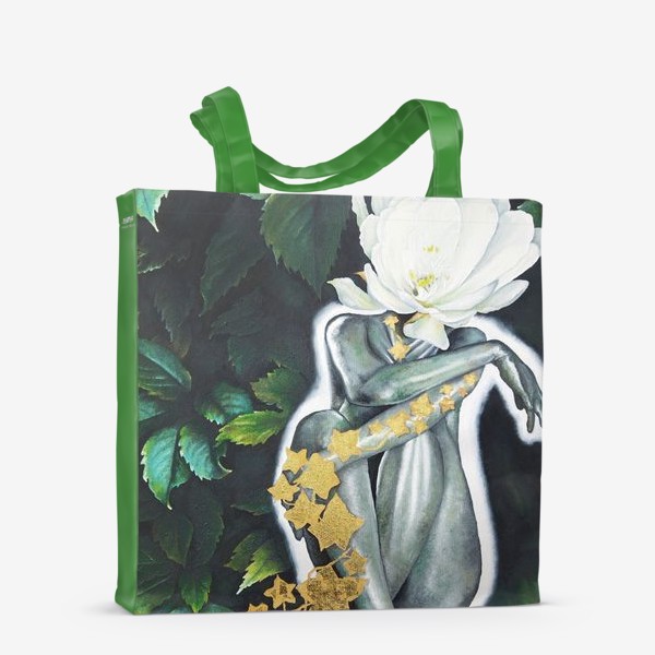 Сумка-шоппер «Флора - богиня цветов на фоне листвы. Королева ночи»