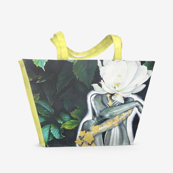 Пляжная сумка «Флора - богиня цветов на фоне листвы. Королева ночи»
