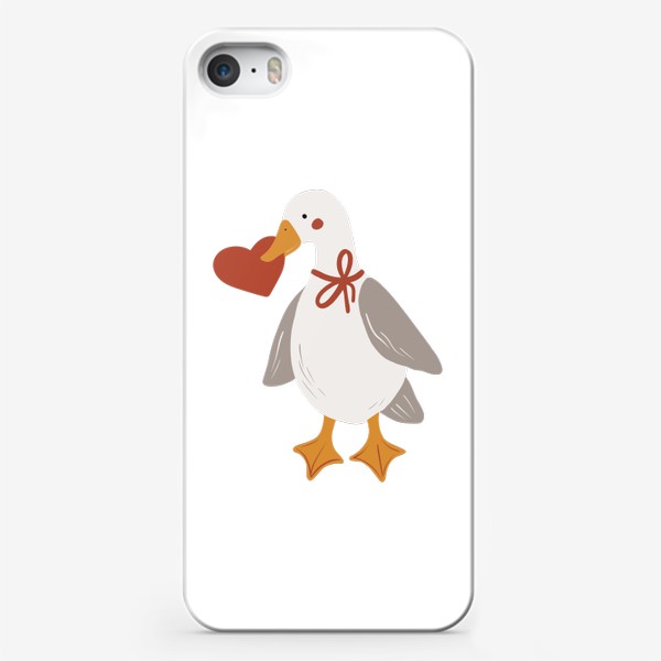 Чехол iPhone «Влюблённый гусь Валентин с сердцем»