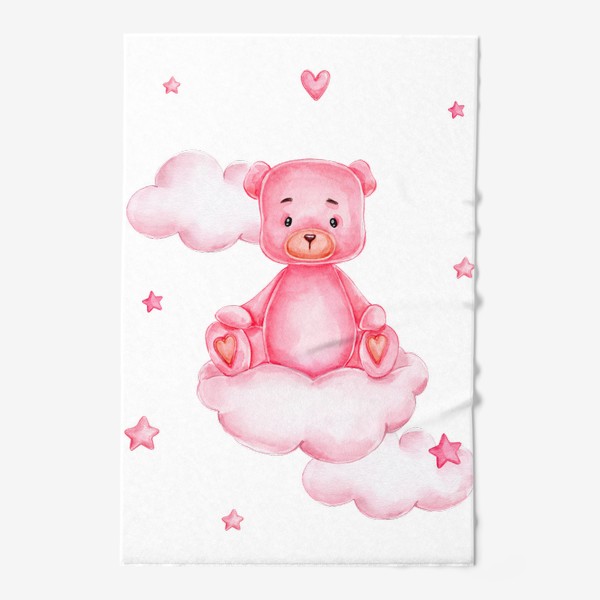 Полотенце «Розовый мишка на розовых облаках. 14 февраля»