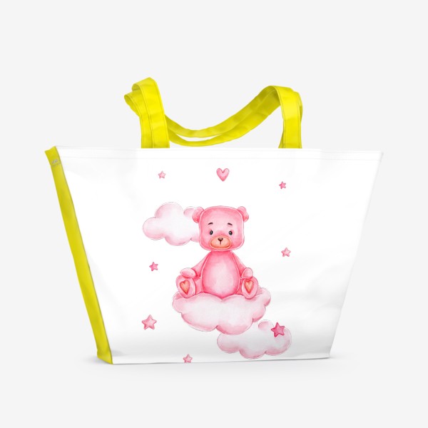 Пляжная сумка &laquo;Розовый мишка на розовых облаках. 14 февраля&raquo;