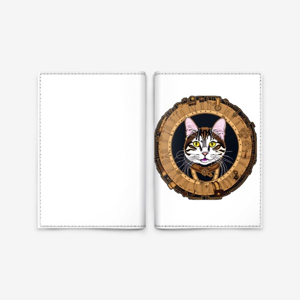 Обложка для паспорта «Кот-Стимпанк»