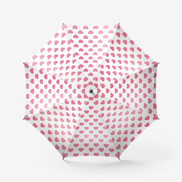 Зонт «Маленькие розовые сердца или сердечки на белом фоне. Принт с сердцами в подарок ко дню влюблённых»
