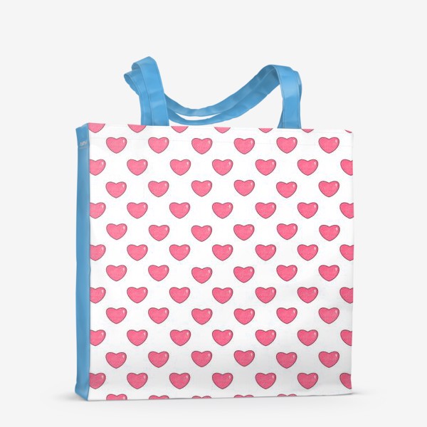 Сумка-шоппер «Маленькие розовые сердца или сердечки на белом фоне. Принт с сердцами в подарок ко дню влюблённых»