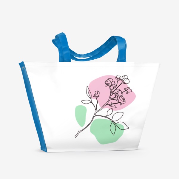 Пляжная сумка «Нежный весенний цветок. Линейный принт.»