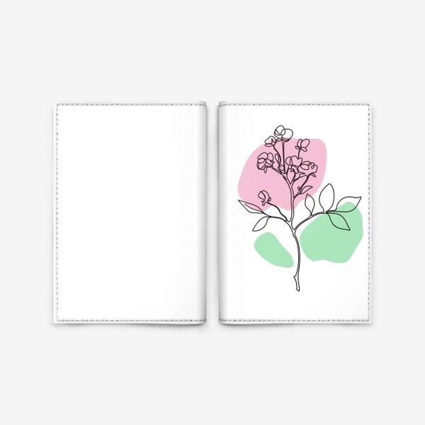 Обложка для паспорта «Нежный весенний цветок. Линейный принт.»