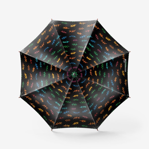 Зонт «Еловые веточки на чёрном акварель»