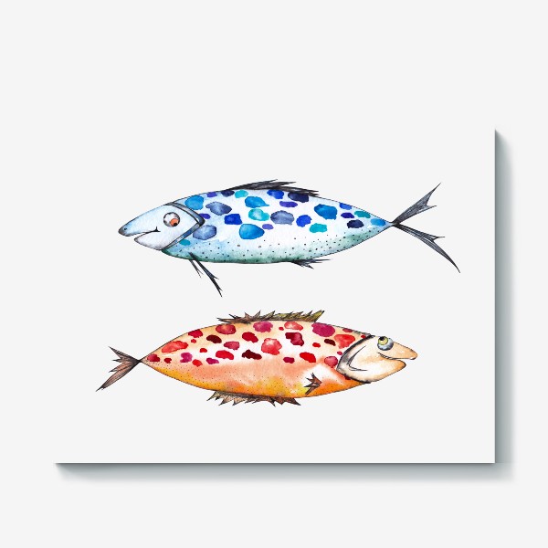 Холст «Кокетливые рыбки в подарок рыбаку и рыбам. Зодиак. Гороскоп февраль - март.»