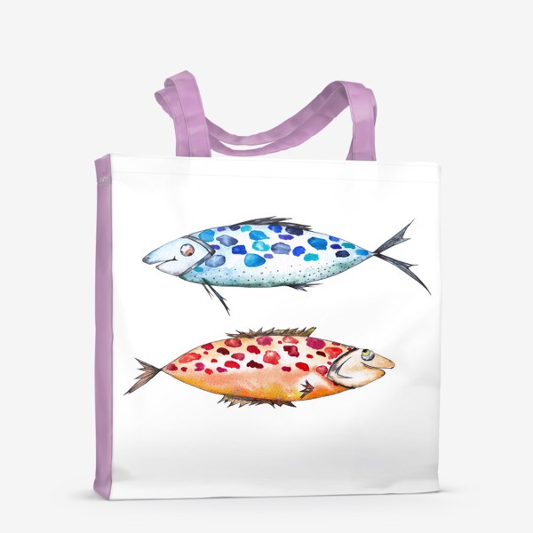 Сумка-шоппер «Кокетливые рыбки в подарок рыбаку и рыбам. Зодиак. Гороскоп февраль - март.»