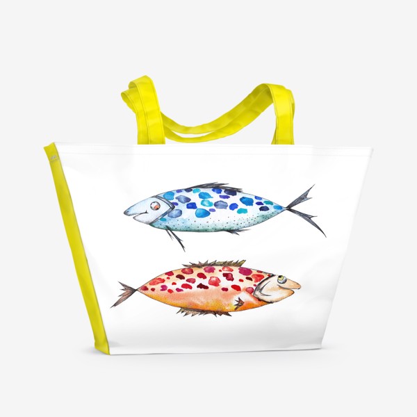 Пляжная сумка «Кокетливые рыбки в подарок рыбаку и рыбам. Зодиак. Гороскоп февраль - март.»