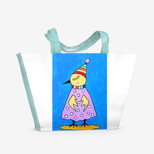 Пляжная сумка «Птичка в шапочке»