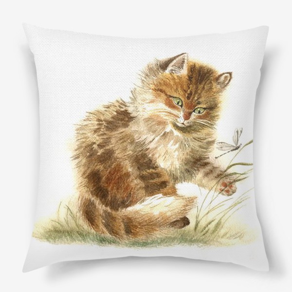 Подушка «Котенок со стрекозой»