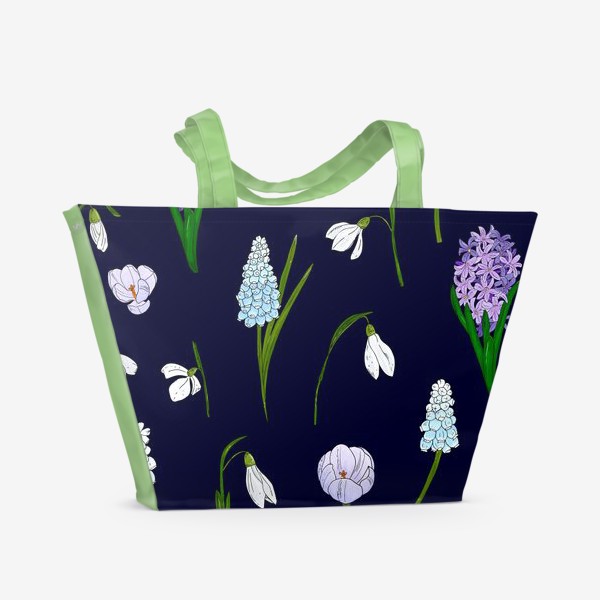 Пляжная сумка «весенние цветы, первоцветы»