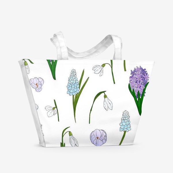 Пляжная сумка &laquo;весенние цветы, первоцветы&raquo;