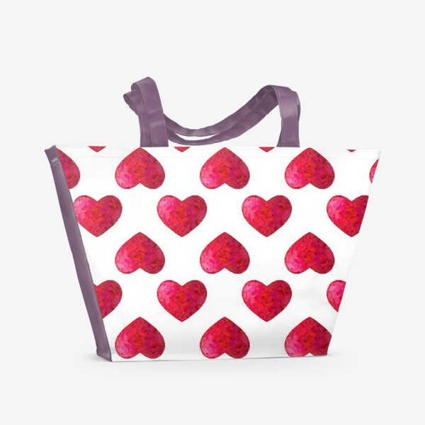 Пляжная сумка «Сердца мазками краски - паттерн»