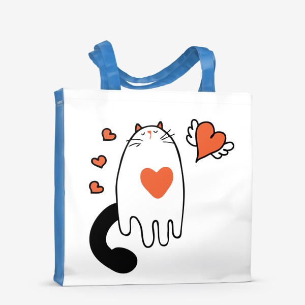 Сумка-шоппер «Котик и сердечко»