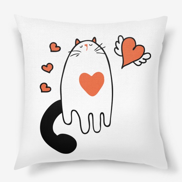 Подушка «Котик и сердечко»