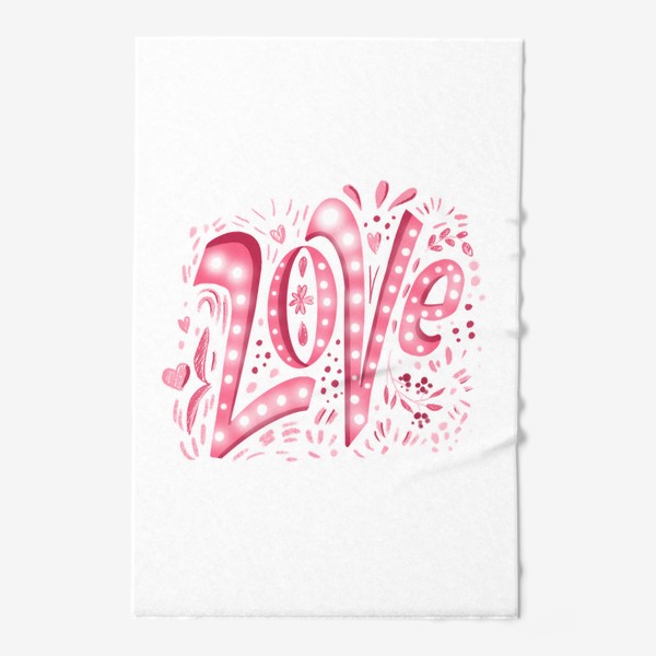 Полотенце «Надпись любовь Love с растительным орнаментом»