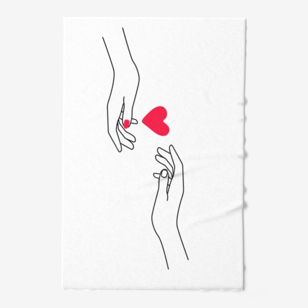 Полотенце «Сердце в руке, день влюбленных.»