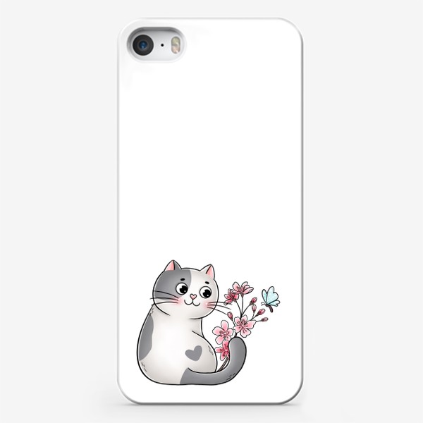 Чехол iPhone «Котик с сакурой»