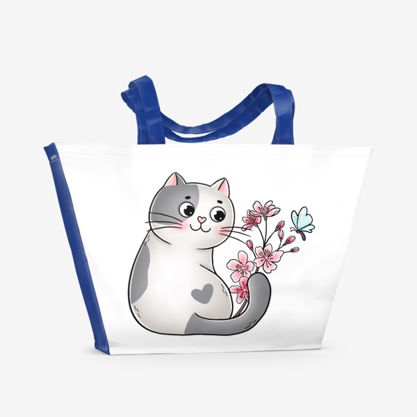 Пляжная сумка «Котик с сакурой(8 марта)»