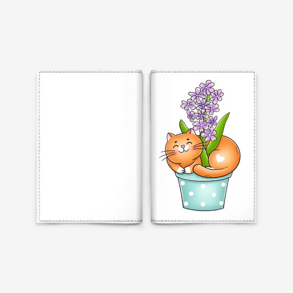 Обложка для паспорта «Котик с гиацинтом»