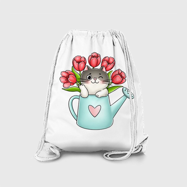 Рюкзак «Котик с тюльпанами(8 марта)»