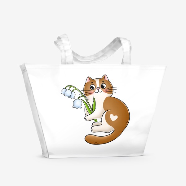 Пляжная сумка «Котик с ландышем(8 марта)»