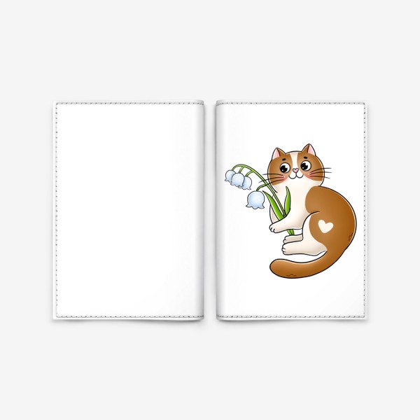 Обложка для паспорта «Котик с ландышем»