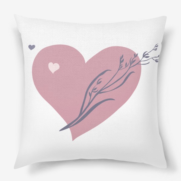 Подушка «Сердце розовое с травинкой.»