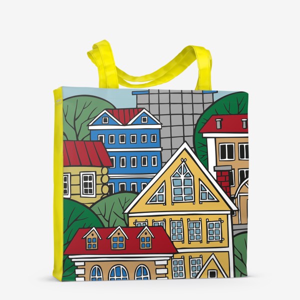 Сумка-шоппер «рисунок город летом дома»